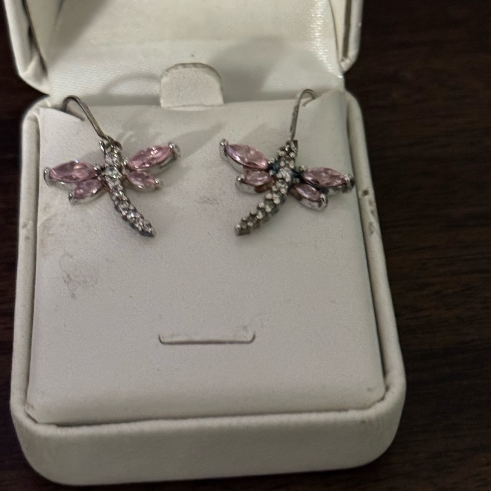 Elegant Pink Dragonfly Earrings